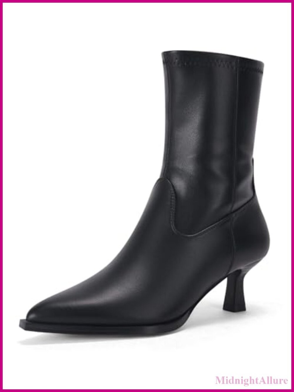 Pointed Toe Kitten Heel Ankle Boots Faux Leather Side Zip Fall Booties